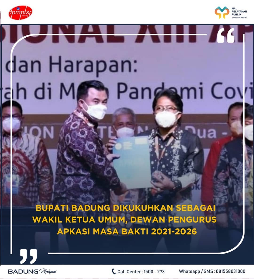 BUPATI BADUNG DIKUKUHKAN SEBAGAI WAKIL KETUA UMUM, DEWAN PENGURUS APKASI MASA BAKTI 2021-2026