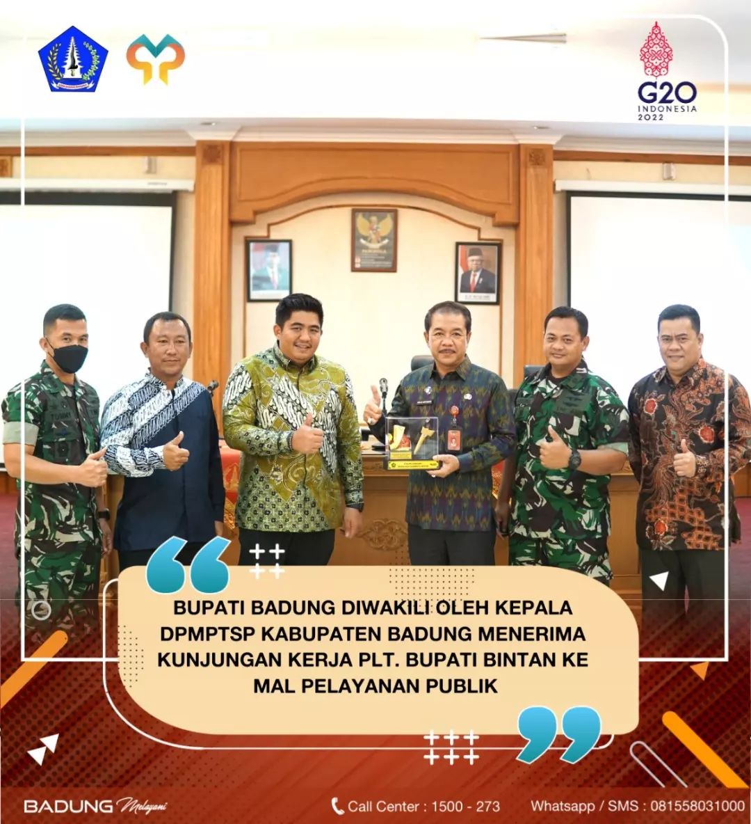 BUPATI BADUNG DIWAKILI OLEH KEPALA DPMPTSP KABUPATEN BADUNG MENERIMA KUNJUNGAN KERJA PLT. BUPATI BINTAN KE MAL PELAYANAN PUBLIK