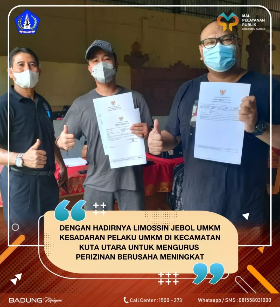 DENGAN HADIRNYA LIMOSSIN JEBOL UMKM KESADARAN PELAKU UMKM DI KECAMATAN KUTA UTARA UNTUK MENGURUS PERIZINAN BERUSAHA MENINGKAT