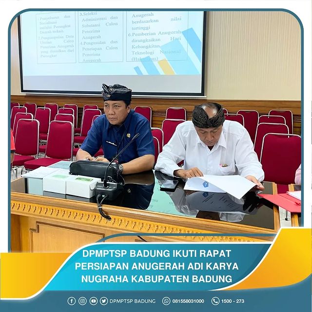 DPMPTSP BADUNG IKUTI RAPAT PERSIAPAN ANUGERAH ADI KARYA NUGRAHA KABUPATEN BADUNG