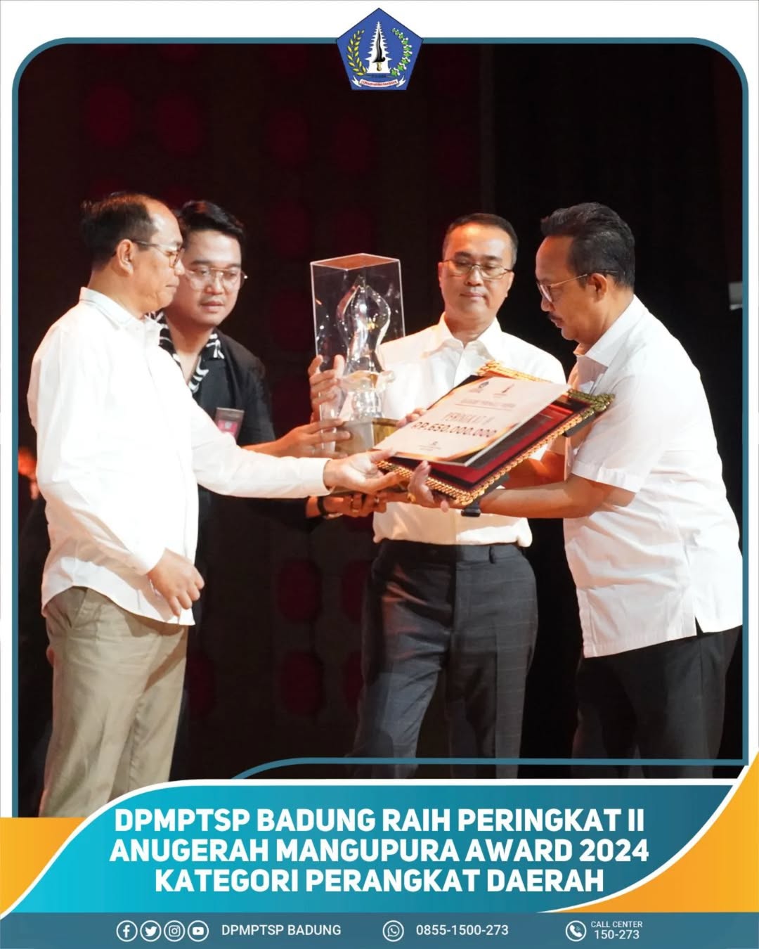 DPMPTSP BADUNG RAIH PERINGKAT II ANUGERAH MANGUPURA AWARD 2024 KATEGORI PERANGKAT DAERAH