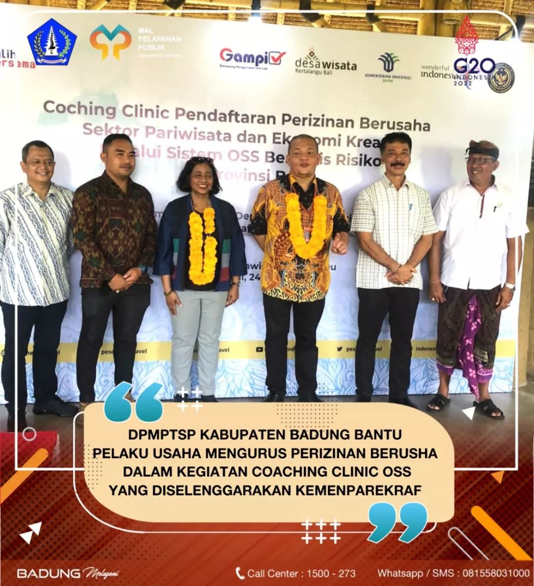 DPMPTSP KABUPATEN BADUNG BANTU PELAKU USAHA MENGURUS PERIZINAN BERUSAHA DALAM KEGIATAN COACHING CLINIC OSS YANG DISELENGGARAKAN KEMENPAREKRAF