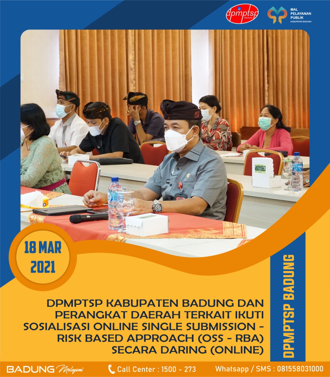 DPMPTSP KABUPATEN BADUNG DAN PERANGKAT DAERAH TERKAIT IKUTI SOSIALISASI ONLINE SINGLE SUBMISSION - RISK BASED APPROACH (OSS-RBA) SECARA DARING