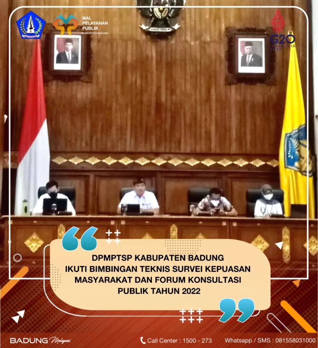 DPMPTSP KABUPATEN BADUNG IKUTI BIMBINGAN TEKNIS SURVEI KEPUASAN MASYARAKAT DAN FORUM KONSULTASI  PUBLIK TAHUN 2022