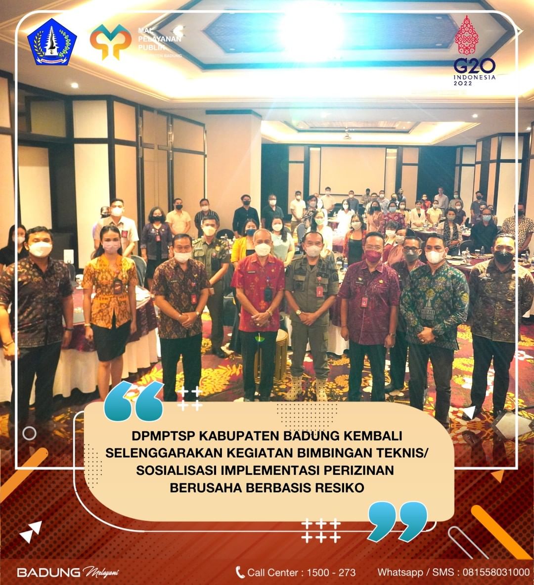 DPMPTSP KABUPATEN BADUNG KEMBALI SELENGGARAKAN KEGIATAN BIMBINGAN TEKNIS/SOSIALISASI IMPLEMENTASI PERIZINAN BERUSAHA BERBASIS RESIKO