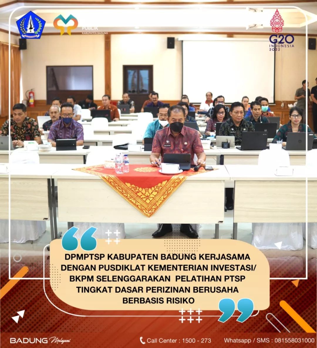 DPMPTSP KABUPATEN BADUNG KERJASAMA DENGAN PUSDIKLAT KEMENTERIAN INVESTASI/BKPM SELENGGARAKAN PELATIHAN PTSP TINGKAT DASAR PERIZINAN BERUSAHA BERBASIS RESIKO