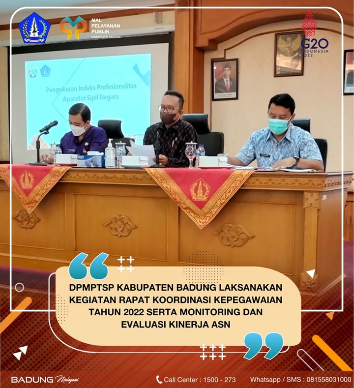 DPMPTSP KABUPATEN BADUNG LAKSANAKAN KEGIATAN RAPAT KOORDINASI KEPEGAWAIAN TAHUN 2022 SERTA MENITORING DAN EVALUASI KINERJA ASN