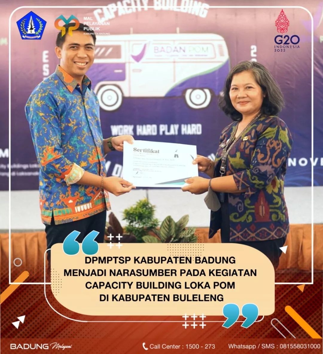 DPMPTSP  KABUPATEN BADUNG MENJADI NARASUMBER PADA KEGIATAN CAPACITY BUILDING LOKA POM  DI KABUPATEN BULELENG