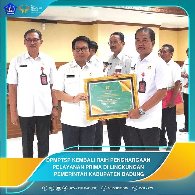 DPMPTSP KEMBALI RAIH PENGHARGAAN PELAYANAN PRIMA DI LINGKUNGAN PEMERINTAH KABUPATEN BADUNG