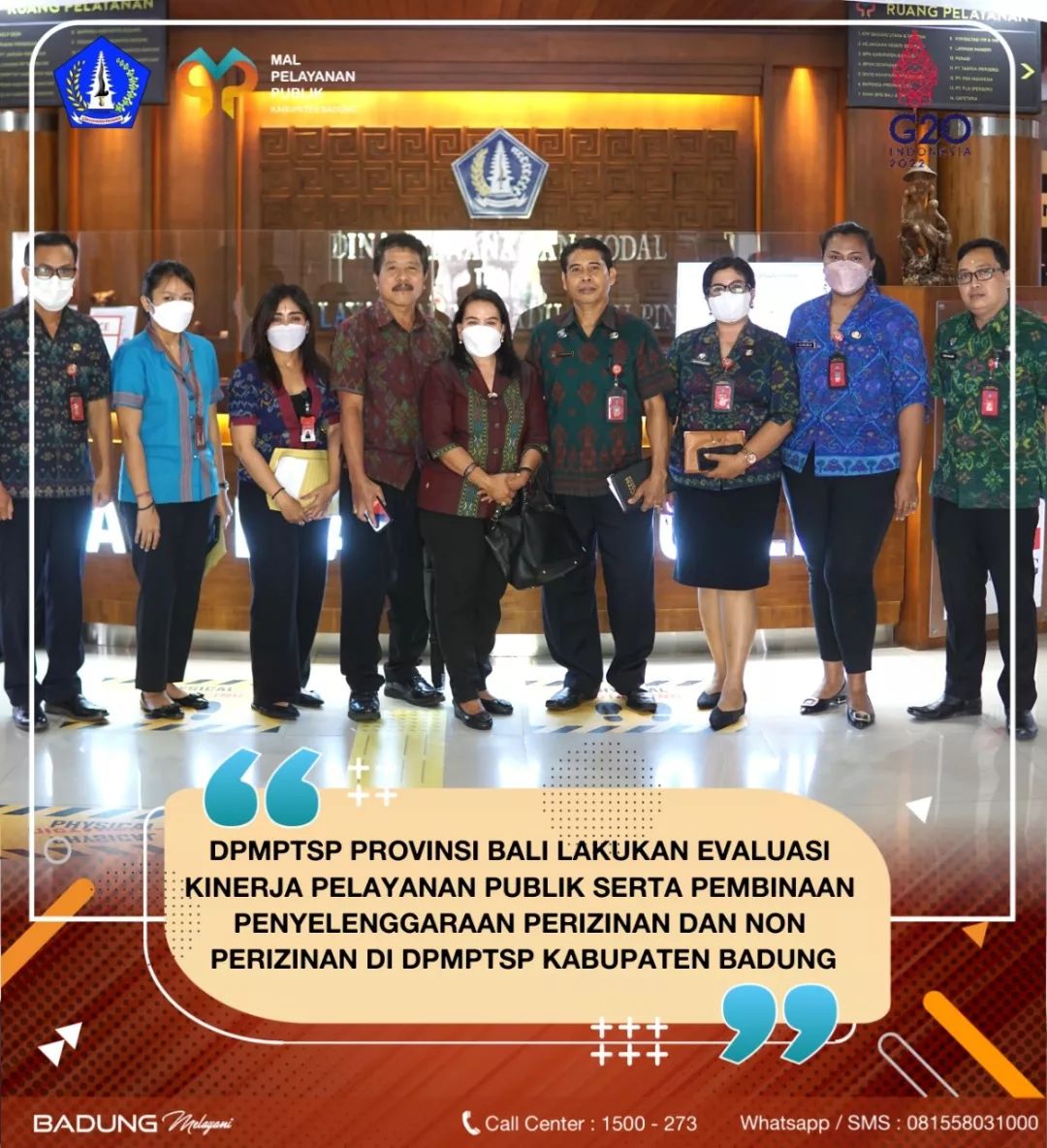 DPMPTSP PROVINSI BALI LAKUKAN EVALUASI KINERJA PELAYANAN PUBLIK SERTA PEMBINAAN PENYELENGGARAAN PERIZINAN DAN NON PERIZINAN DI DPMPTSP KABUPATEN BADUNG