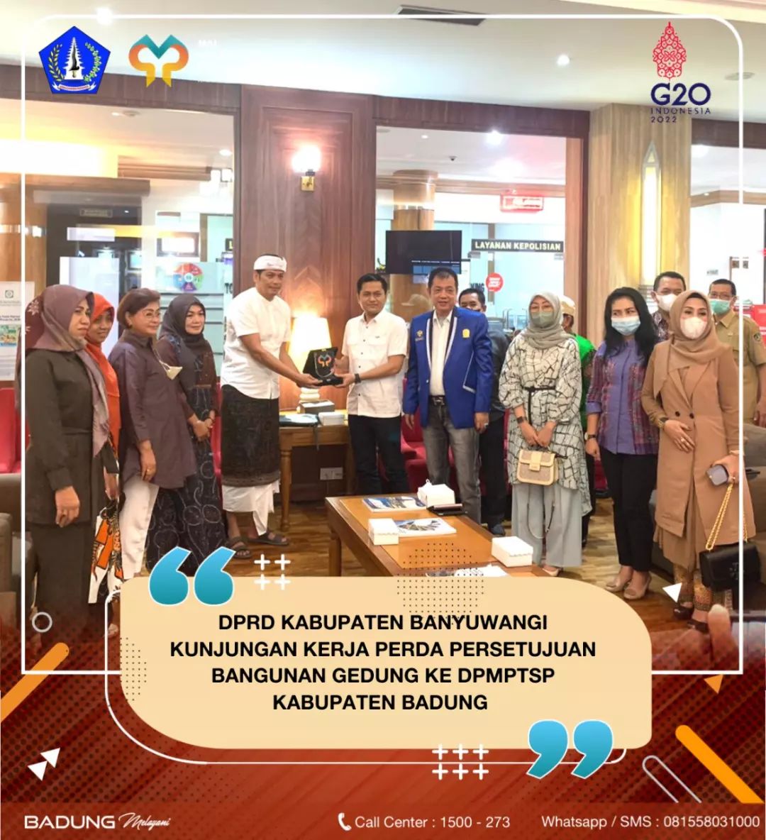 DPRD KABUPATEN BANYUWANGI KUNJUNGAN KERJA PERDA PERSETUJUAN BANGUNAN GEDUNG KE DPMPTSP KABUPATEN BADUNG