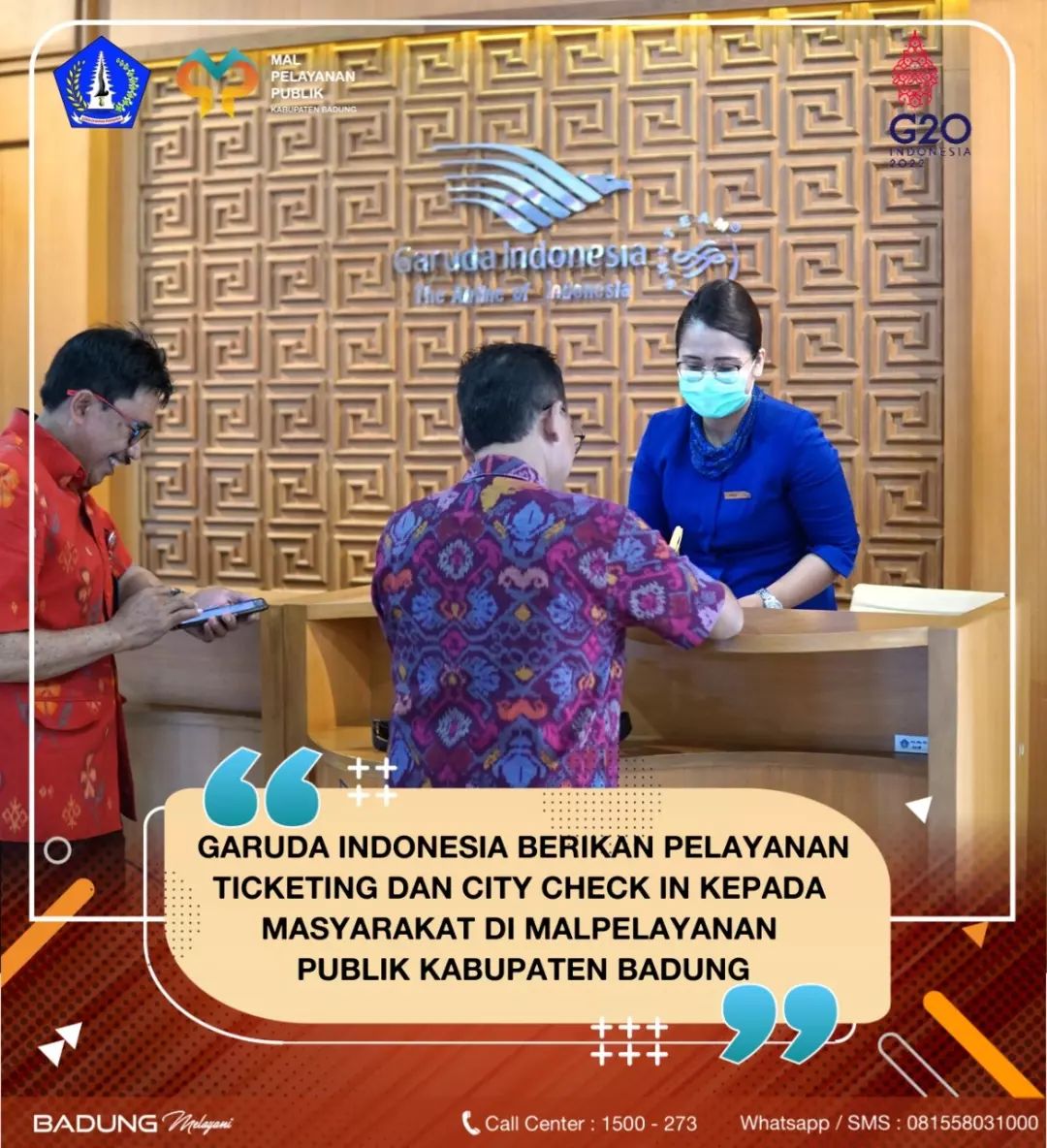 GARUDA INDONESIA BERIKAN PELAYANAN TICKETING CITY CHECK IN KEPADA MASYARAKAT DI MAL PELAYANAN PUBLIK KABUPATEN BADUNG