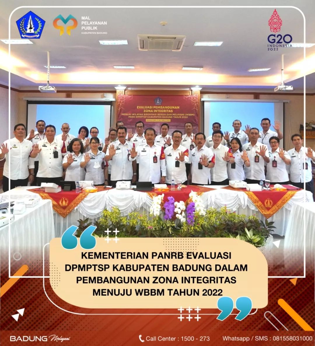 KEMENTRIAN PANRB EVALUASI DPMPTSP BADUNG DALAM PEMBANGUNAN  ZONA INTEGRITAS MENUJU  WBBM TAHUN 2022