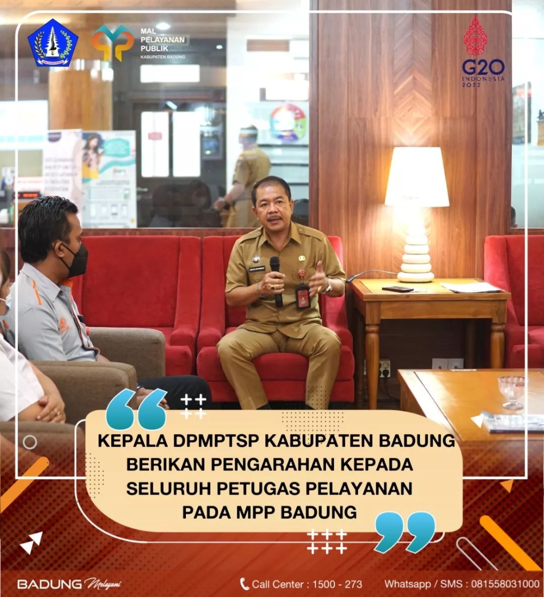 KEPALA DPMPTSP KABUPATEN BADUNG BERIKAN PENGARAHAN KEPADA SELURUH PETUGAS PELAYANAN PADA MPP BADUNG