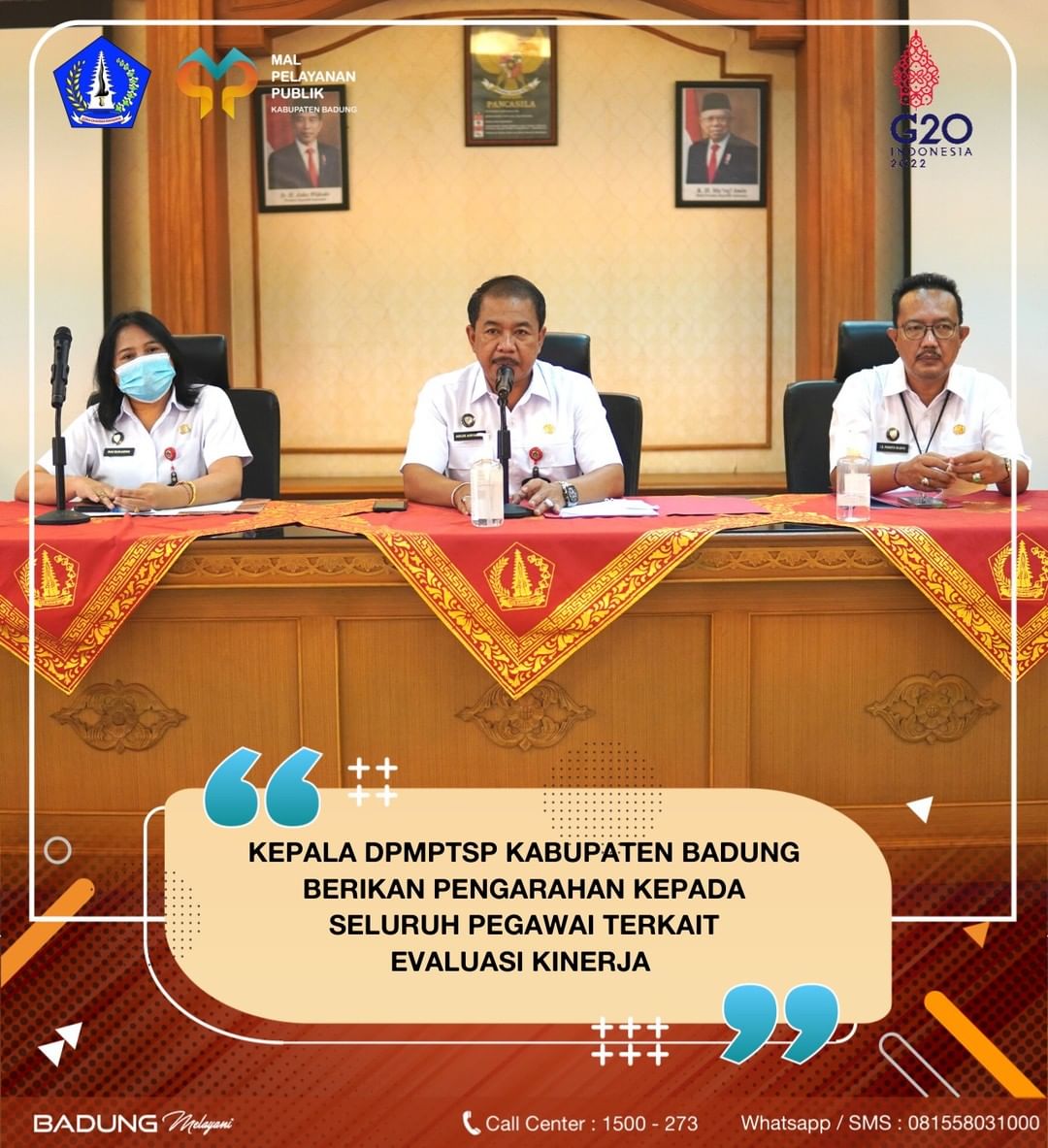 KEPALA DPMPTSP KABUPATEN BADUNG BERIKAN PENGHARGAAN KEPADA SELURUH PEGAWAI TERKAIT EVALUASI KINERJA