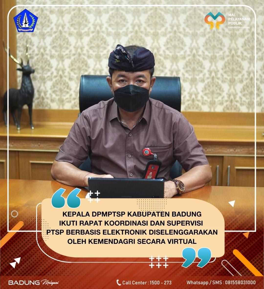 KEPALA DPMPTSP KABUPATEN BADUNG IKUTI RAPAT KOORDINASI DAN SUPERVISI PTSP BERBASIS ELEKTRONIK DISELENGGARAKAN OLEH KEMENDAGRI SECARA VIRTUAL