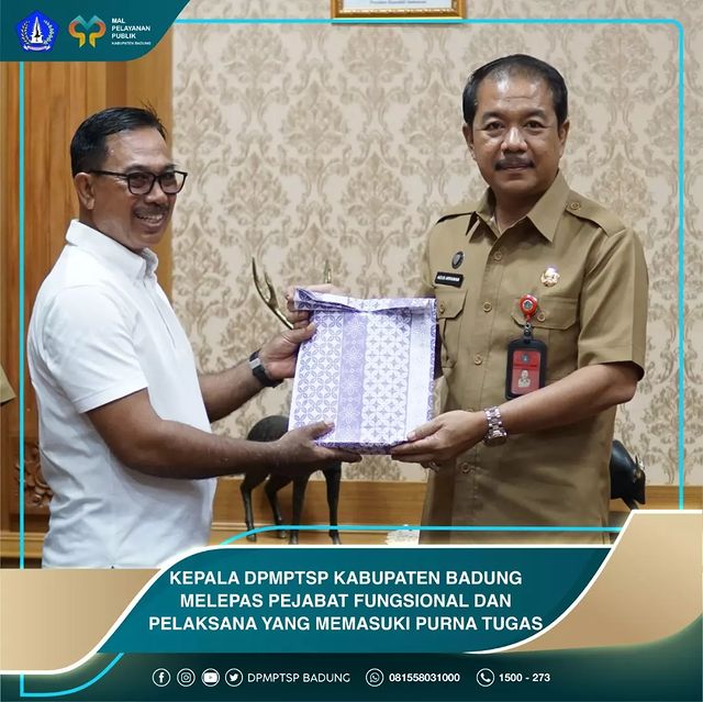 KEPALA DPMPTSP KABUPATEN BADUNG MELEPAS PEJABAT FUNGSIONAL DAN PELAKSANA YANG PURNA TUGAS