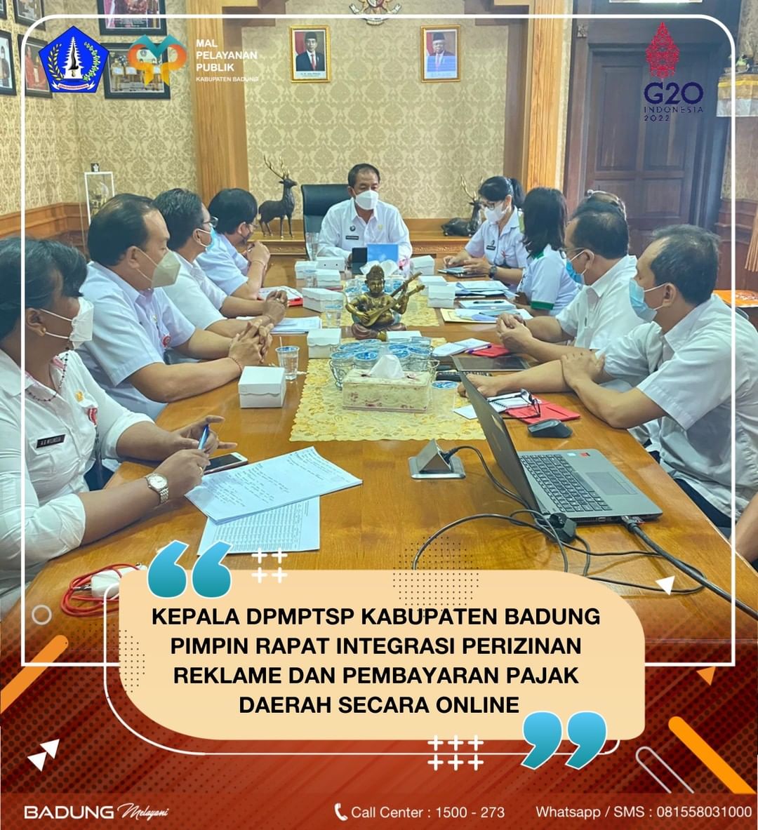 KEPALA DPMPTSP KABUPATEN BADUNG PIMPIN RAPAT INTEGRITAS PERIZINAN REKLAME DAN PEMBAYARAN PAJAK DAERAH SECARA ONLINE