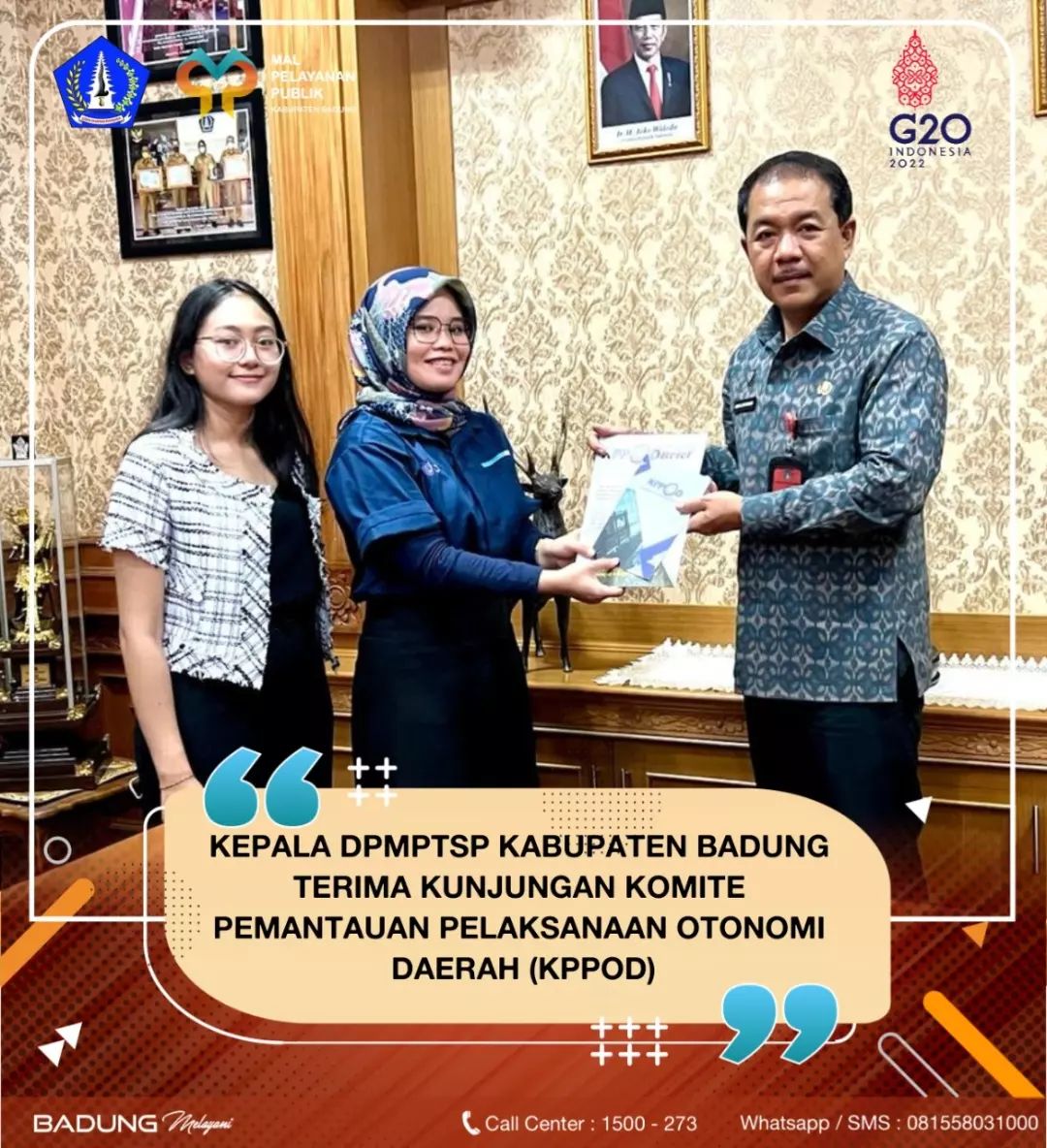 KEPALA DPMPTSP KABUPATEN BADUNG TERIMA KUNJUNGAN KOMITE PEMANTAUAN PELAKSANAAN OTONOMI DAERAH (KPPOD)