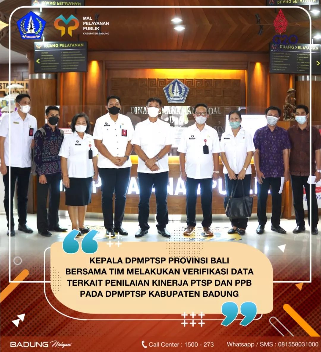 KEPALA DPMPTSP PROVINSI BALI BERSAMA TIM MELAKUKAN VERIFIKASI DATA TERKAIT PENILAIAN KINERJA PTSP DAN PPB PADA DPMPTSP KABUPATEN BADUNG