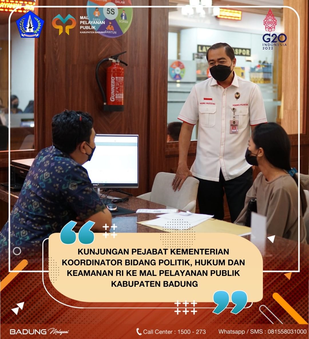 KUNJUNGAN PEJABAT KEMENTERIAN KOORDINATOR BIDANG POLITIK, HUKUM DAN KEAMANAN RI KE MAL PELAYANAN PUBLIK KABUPATEN BADUNG