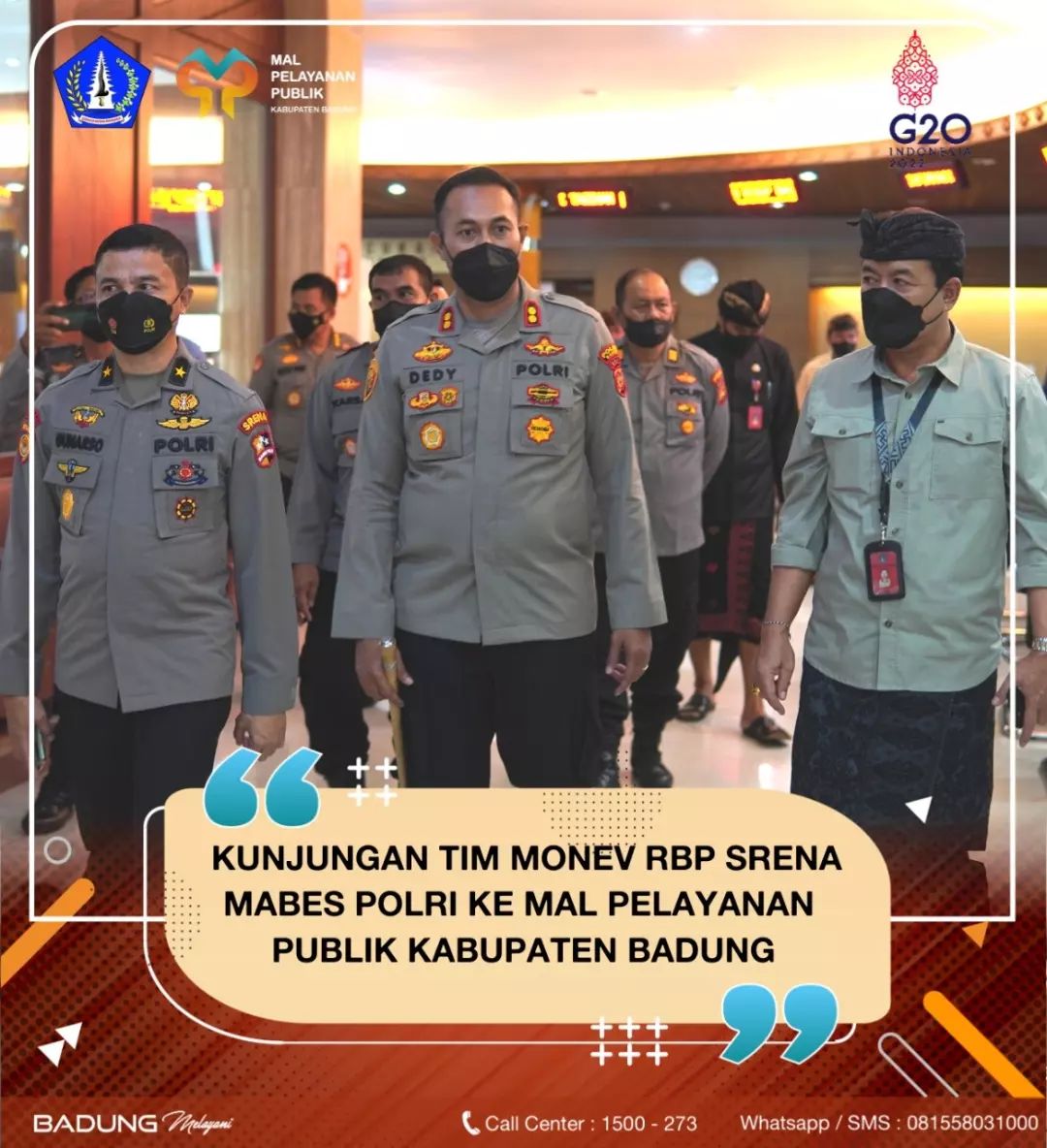 KUNJUNGAN TIM MONEV RBP SRENA MABES POLRI KE MAL PELAYANAN PUBLIK KABUPATEN BADUNG