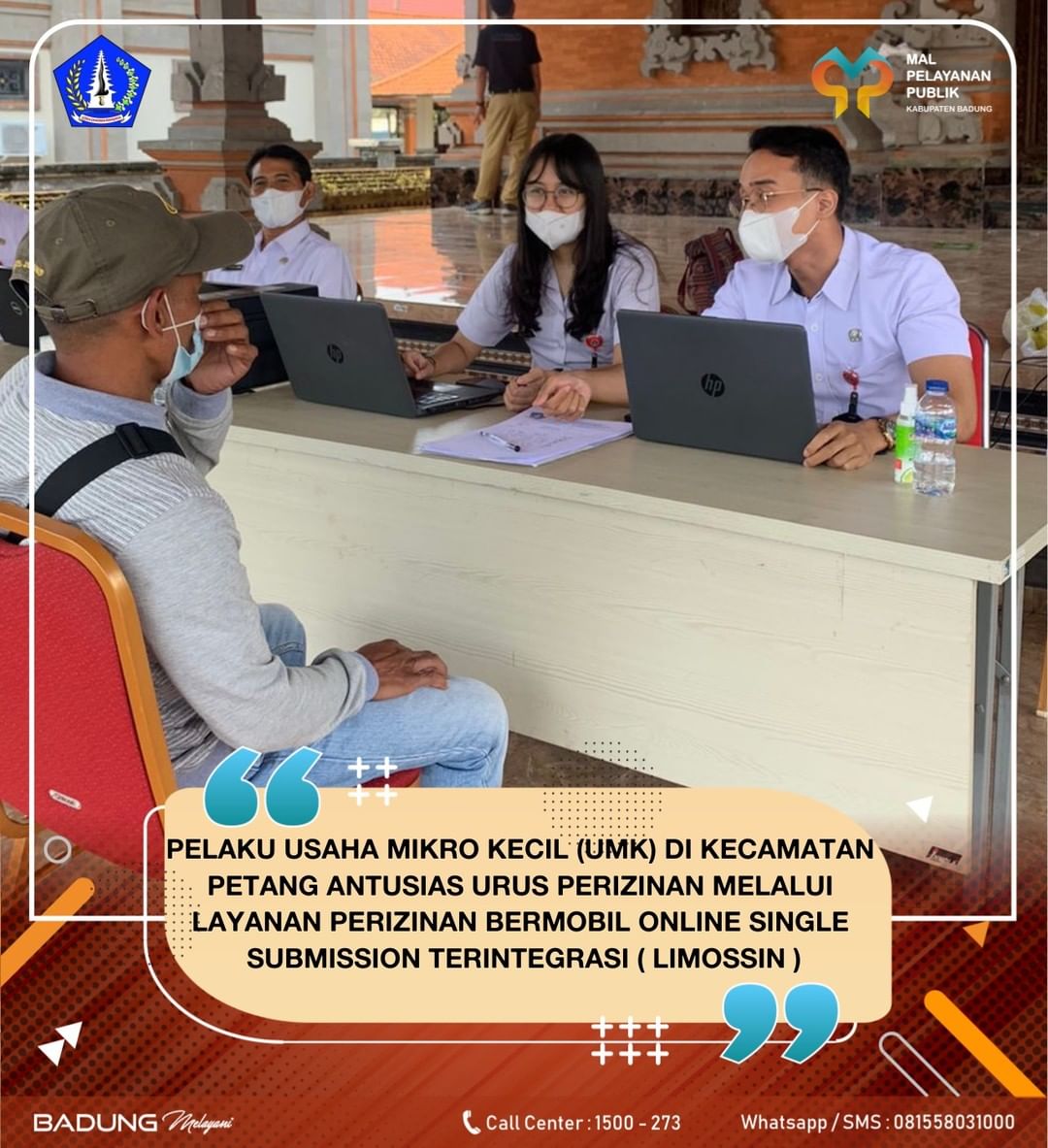 PELAKU USAHA MIKRO KECIL (UMK) DI KECAMATAN PETANG ANTUSIAS URUS PERIZINAN MELALUI LAYANAN PERIZINAN BERMOBIL ONLINE SINGLE SUBMISSION TERINTEGRASI (LIMOSSIN)