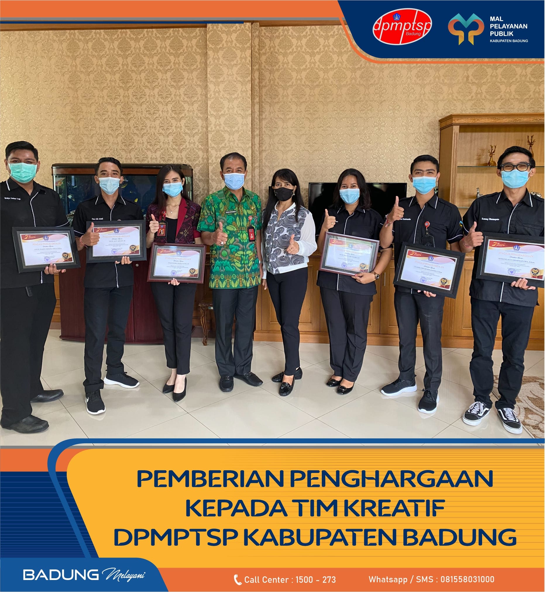 PEMBERIAN PENGHARGAAN KEPADA TIM KREATIF DPMPTSP KABUPATEN BADUNG