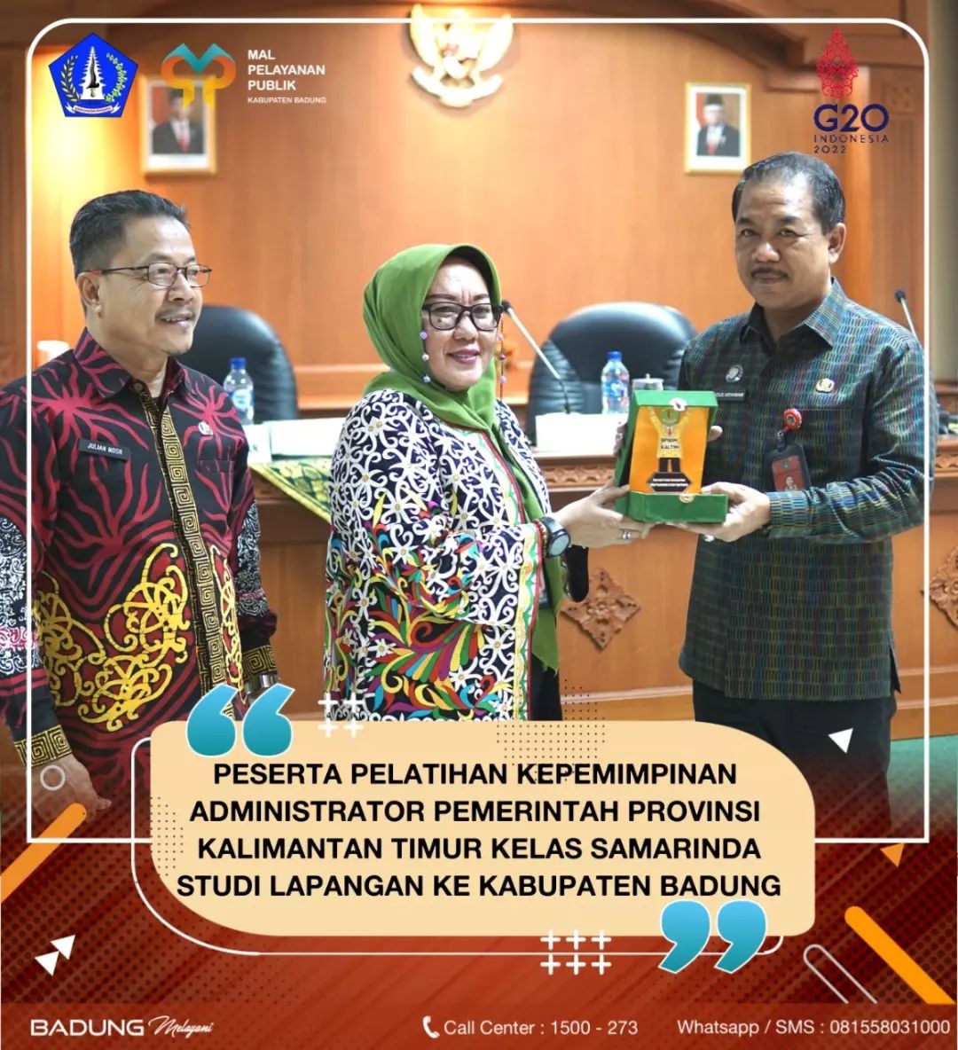 PESERTA PELATIHAN KEPEMIMPINAN ADMINISTRATOR PEMERINTAH PROPINSI KALIMANTAN TIMUR KELAS SAMARINDA STUDI LAPANGAN KEKABUPATEN BADUNG