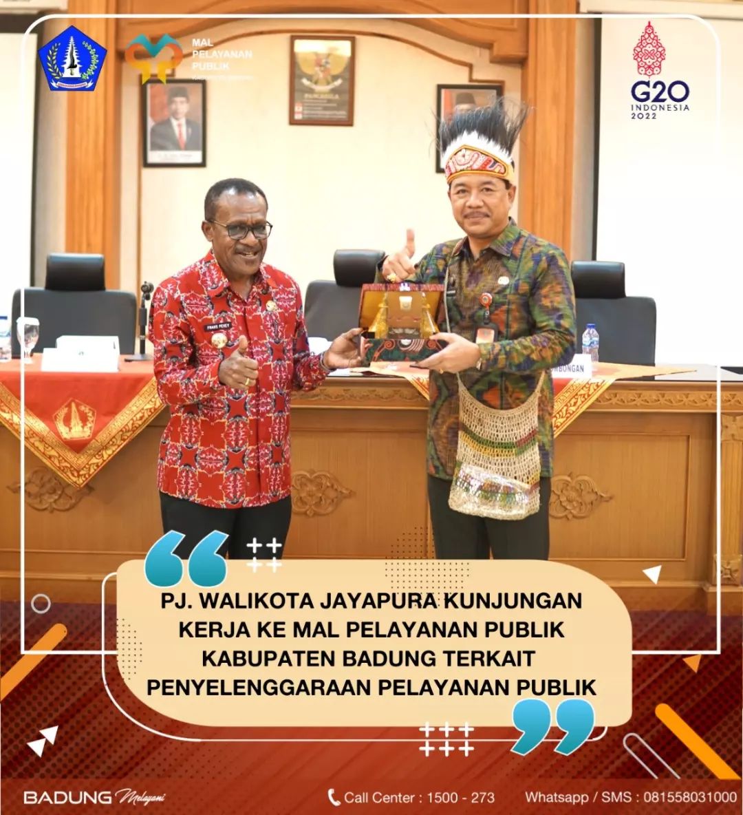 PJ. WALIKOTA JAYAPURA KUNJUNGAN KERJA KE MAL PEYANAN PUBLIK KABUPATEN BADUNG TERKAIT PENYELENGGARAAN PELAYANAN PUBLIK