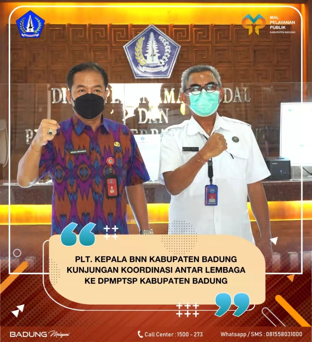 PLT. KEPALA BNN KABUPATEN BADUNG KUNJUNGAN KOORDINASI ANTAR LEMBAGA KE DPMPTSP KABUPATEN BADUNG