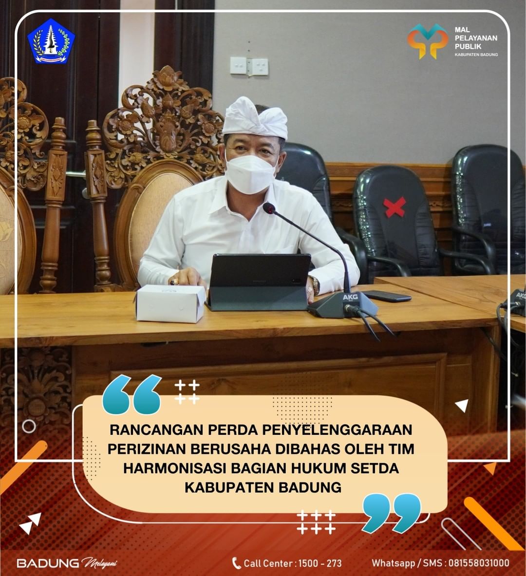 RANCANGAN PERDA PENYELENGGARAAN PERIZINAN BERUSAHA DIBAHAS OLEH TIM HARMONISASI BAGIAN HUKUM SETDA KABUPATEN BADUNG