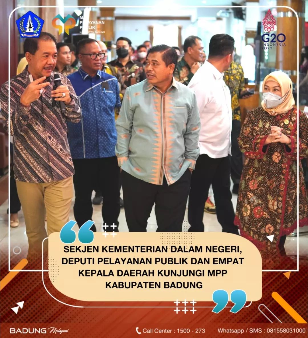 SEKJEN KEMNTRIAN DALAM NEGREI, DEPUTI PELAYANAN PUBLIK DAN EMPAT KEPALA DAERAH  KUNJUNGI MPP BADUNG