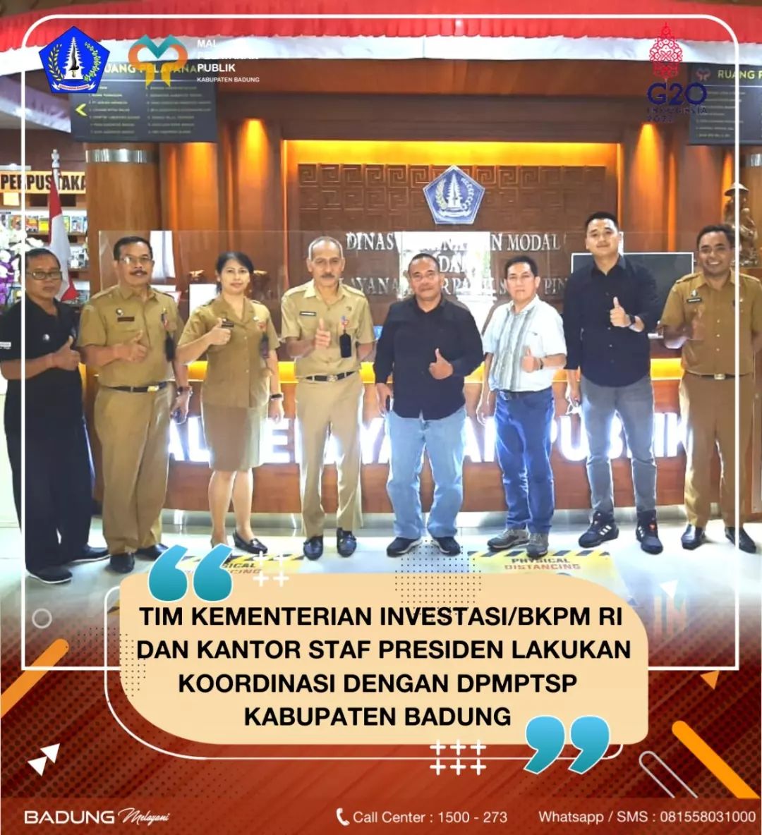 TIM KEMENTRIAN INVESTASI/ BKPM RI DAN KANTOR STAFF PRESIDEN LAKUKAN KOORDINASI DENGAN DPMPTSP KABUPATEN BADUNG