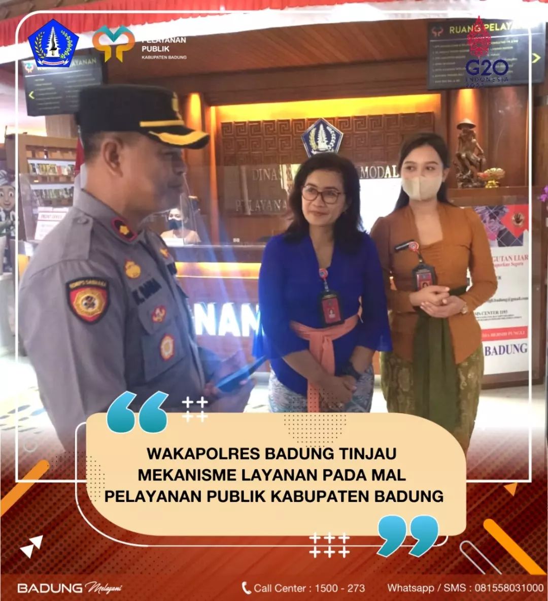 WAKAPOLRES BADUNG TINJAU MEKANISME LAYANAN PADA MAL PELAYANAN PUBLIK KABUPATEN BADUNG