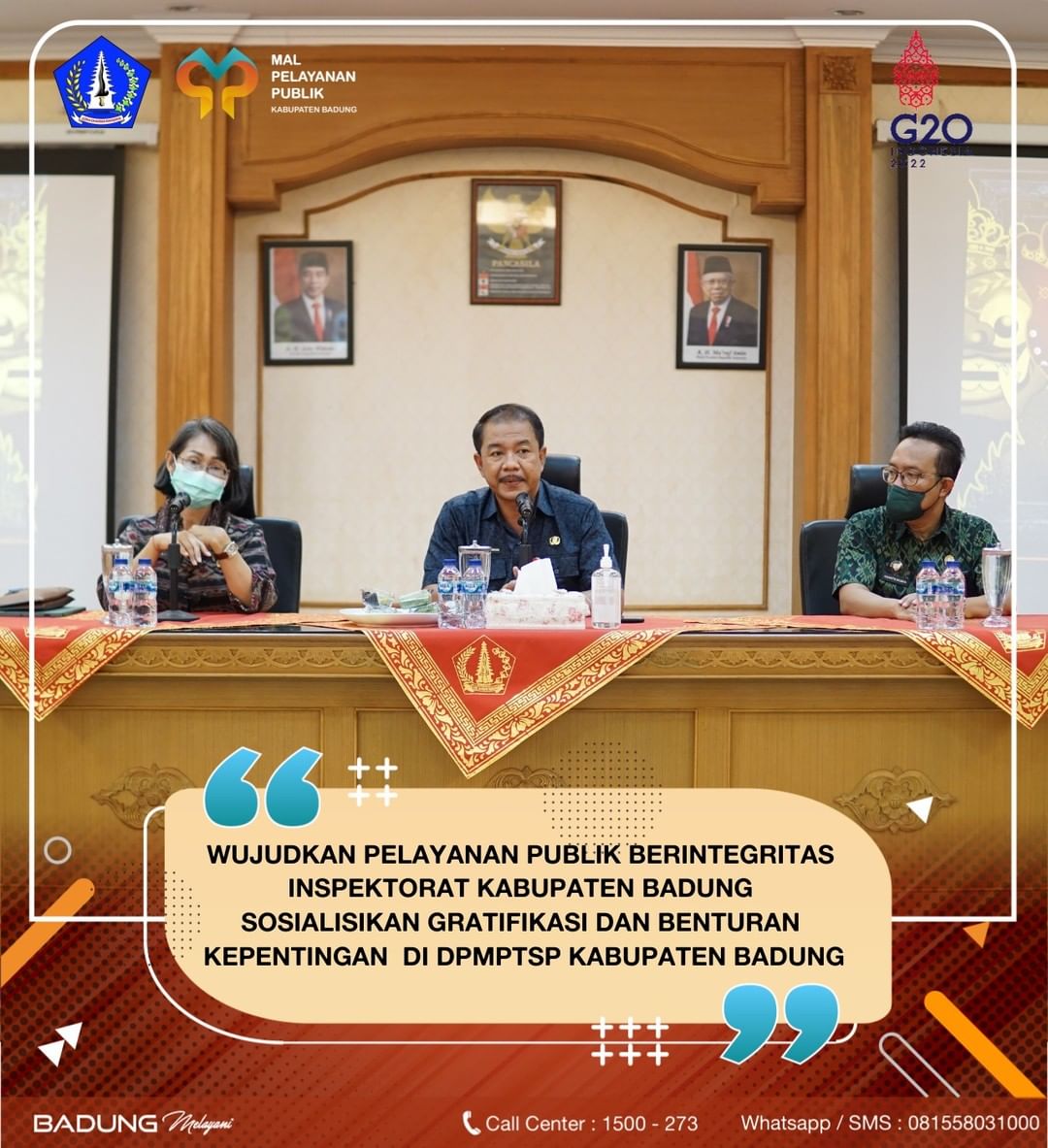 WUJUDKAN PELAYANAN PUBLIK BERINTEGRITAS INSPEKTORAT KABUPATEN BADUNG SOSIALISASIKAN GRATIFIKASI DAN BENTURAN KEPENTINGAN DI DPMPTSP KABUPATEN BADUNG