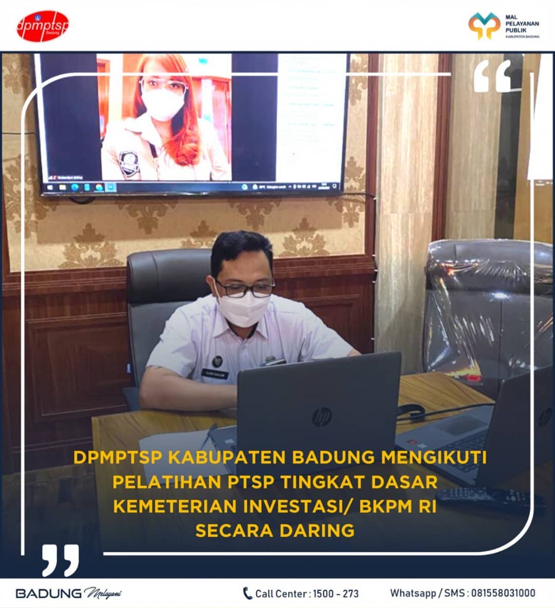 DPMPTSP KABUPATEN BADUNG IKUTI PELATIHAN PTSP TINGKAT DASAR YANG DISELENGGARAKAN OLEH KEMENTERIAN INVESTASI/BKPM RI SECARA DARING