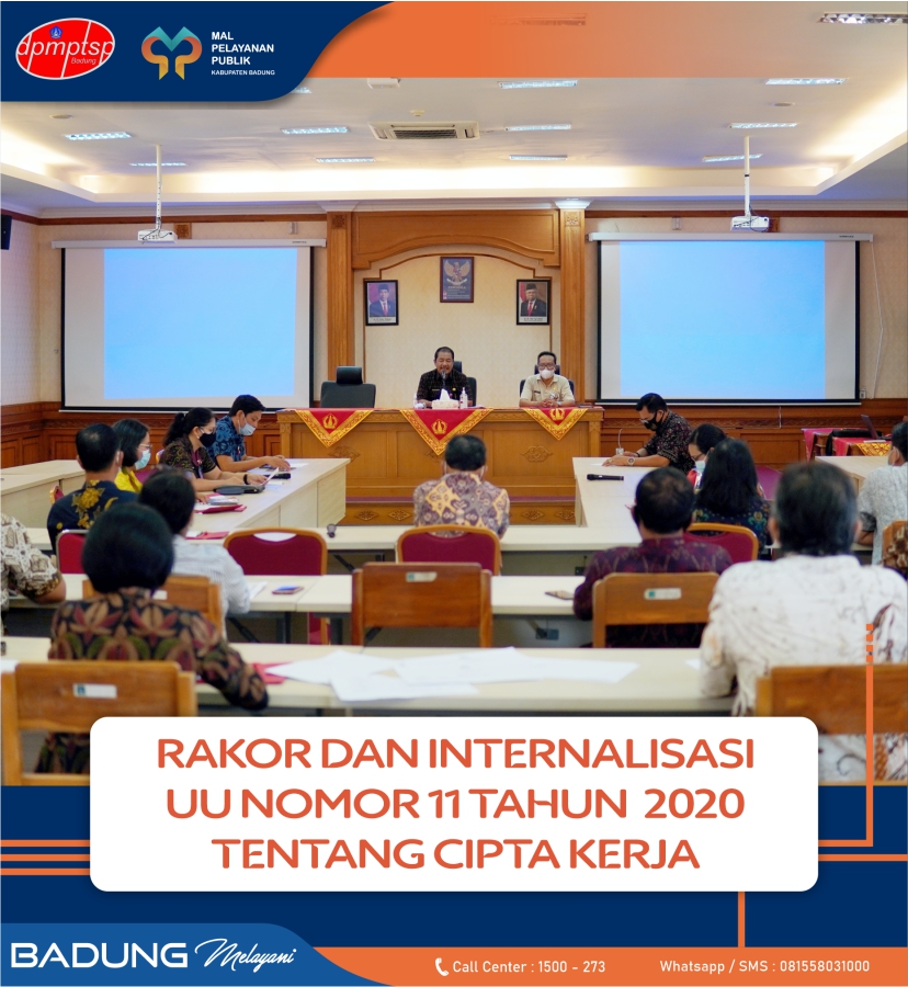 DPMPTSP KABUPATEN BADUNG LAKUKAN RAKOR DAN INTERNALISASI UU CIPTA KERJA