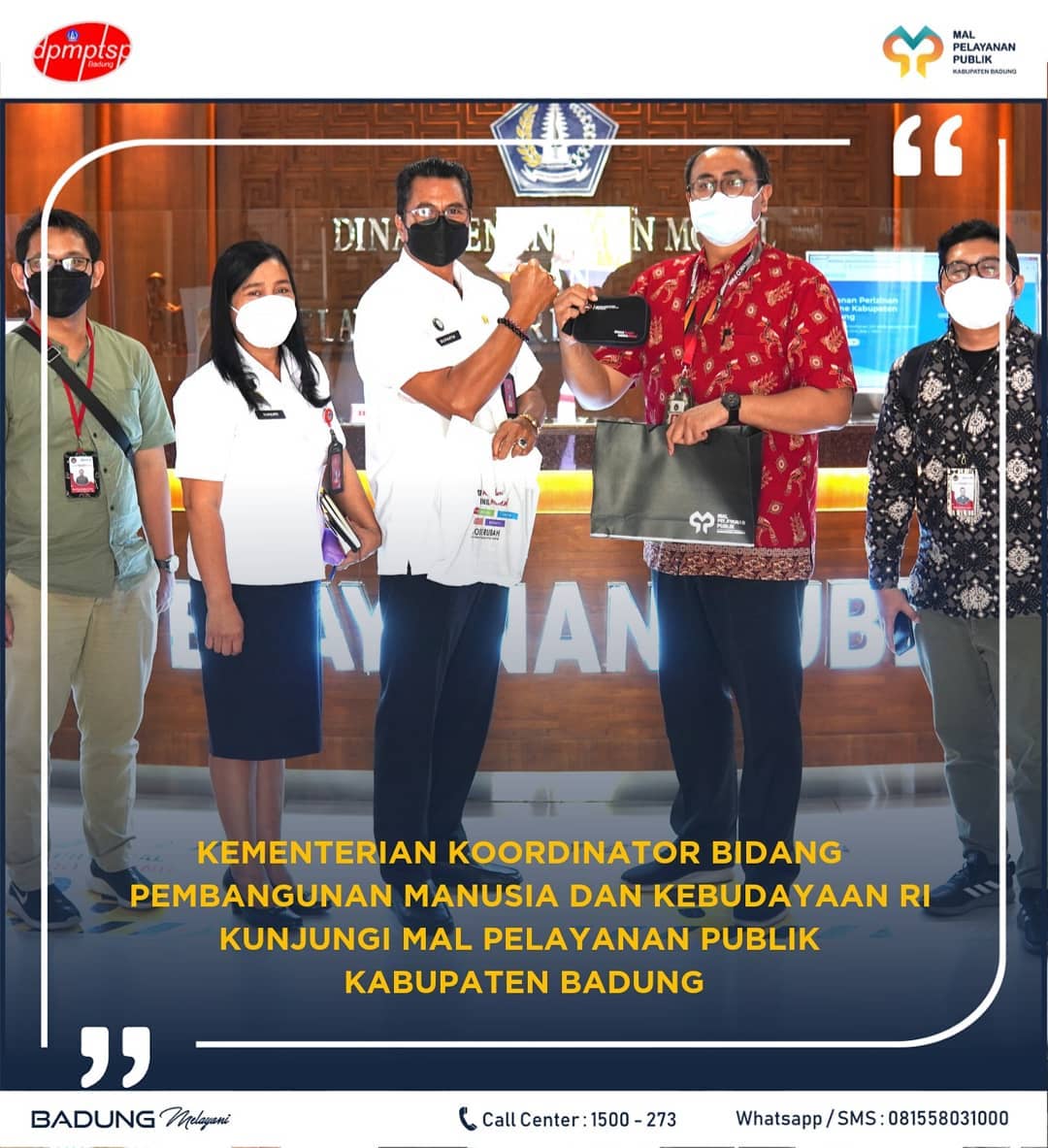 KEMENTERIAN KOORDINATOR BIDANG PEMBANGUNAN MANUSIA DAN KEBUDAYAAN RI KUNJUNGI MAL PELAYANAN PUBLIK KABUPATEN BADUNG