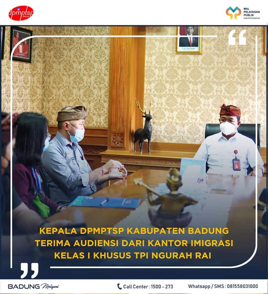 KEPALA DPMPTSP KABUPATEN BADUNG TERIMA AUDIENSI DARI KANTOR IMIGRASI KELAS I KHUSUS TPI NGURAH RAI