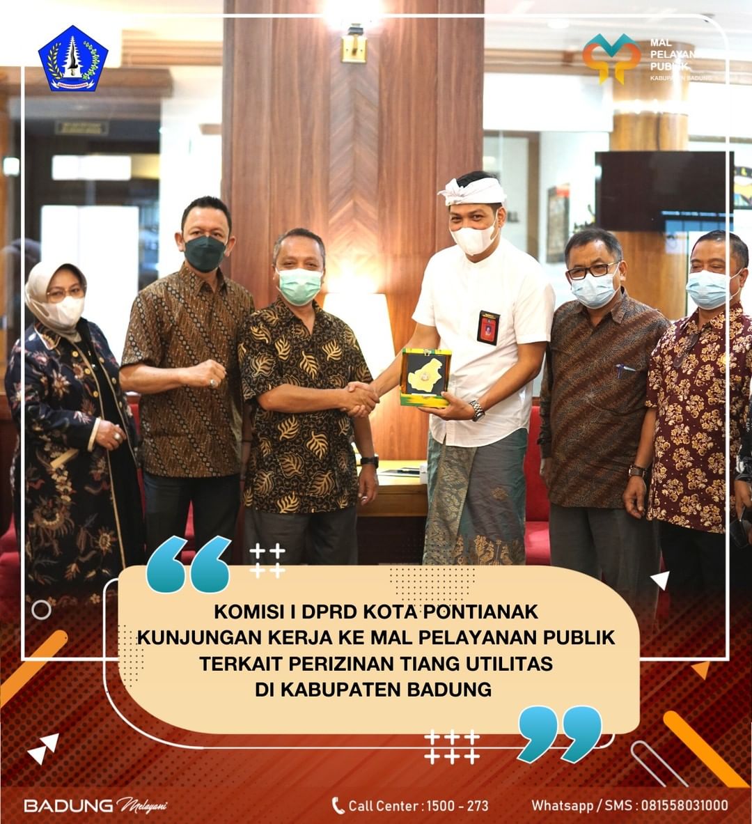 KOMISI I DPRD KOTA PONTIANAK KUNJUNGAN KERJA KE MAL PELAYANAN PUBLIK TERKAIT PERIZINAN TIANG UTILITAS DI KABUPATEN BADUNG