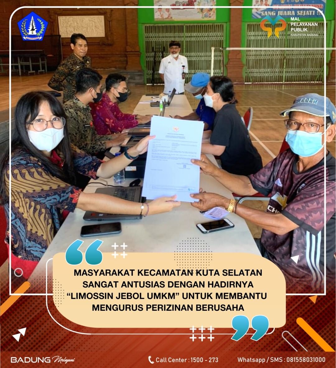 MASYARAKAT KECAMATAN KUTA SELATAN SANGAT ANTUSIAS DENGAN HADIRNYA “LIMOSSIN JEBOL UMKM” UNTUK MEMBANTU MENGURUS PERIZINAN BERUSAHA