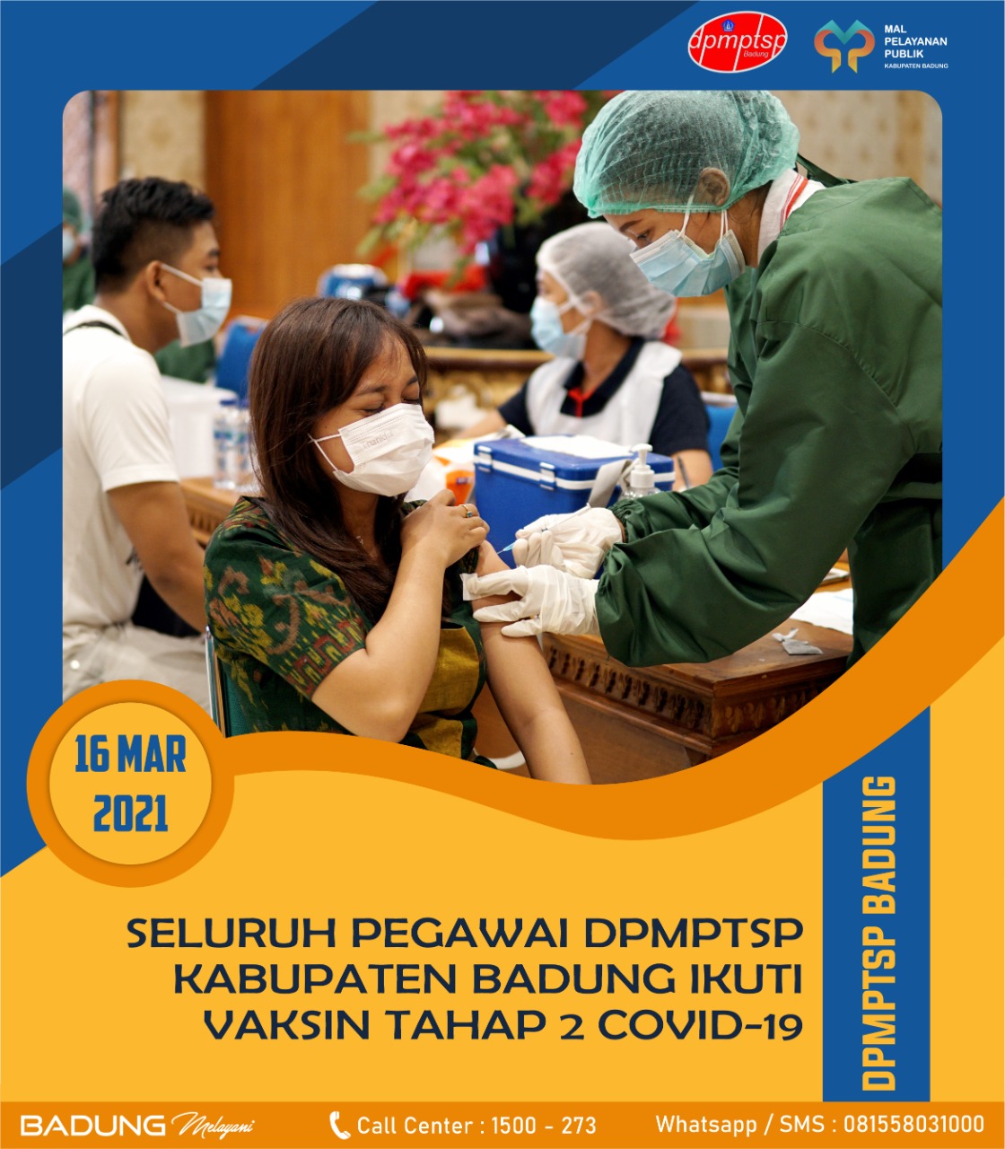 PEGAWAI DPMPTSP KABUPATEN BADUNG IKUTI VAKSIN TAHAP 2 COVID-19