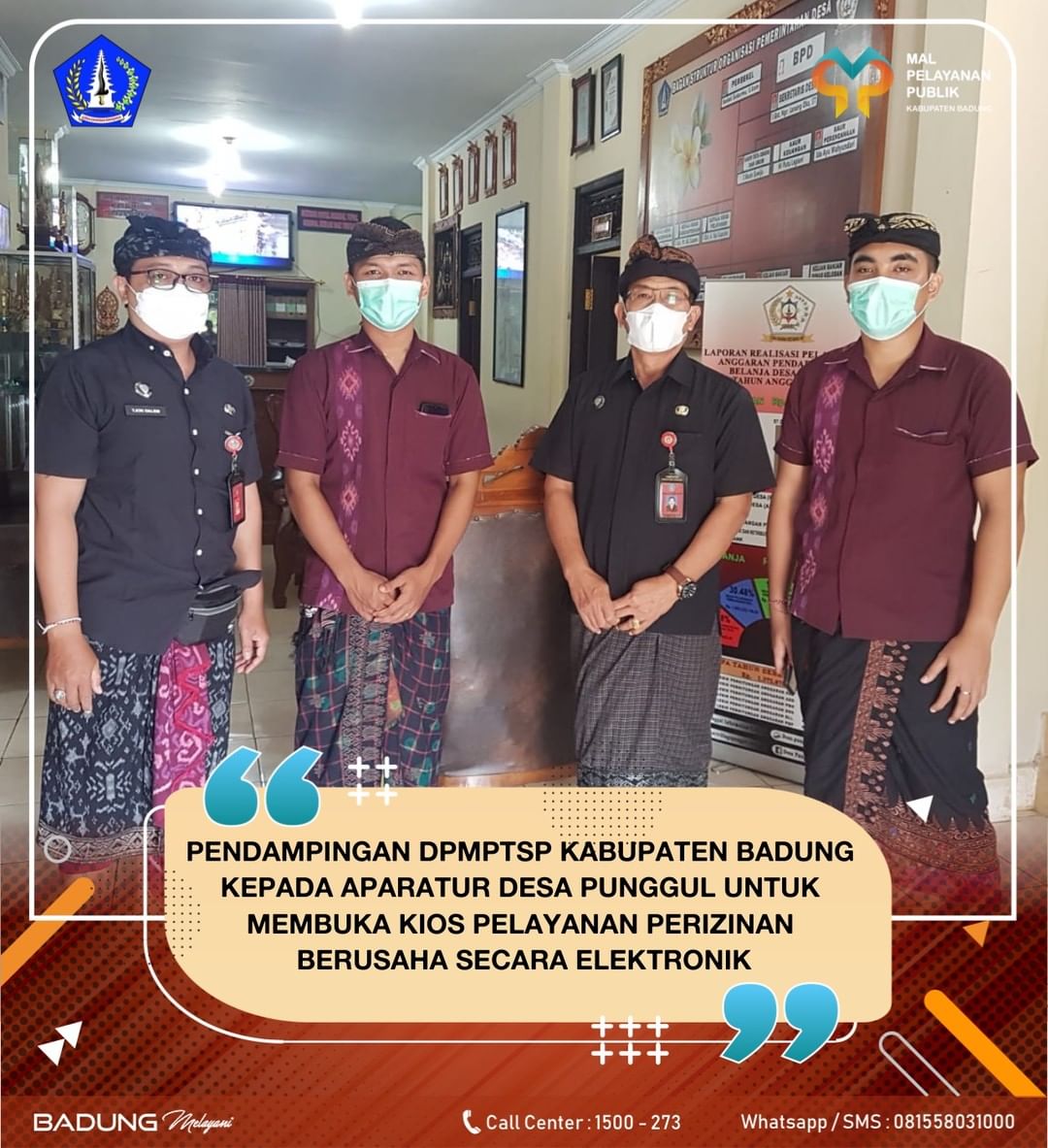 PENDAMPINGAN DPMPTSP KABUPATEN BADUNG KEPADA APARATUR DESA PUNGGUL UNTUK MEMBUKA KIOS PELAYANAN PERIZINAN BERUSAHA SECARA ELEKTRONIK