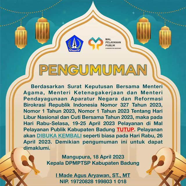 PENGUMUMAN HARI RAYA IDUL FITRI