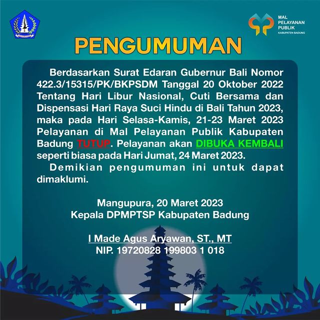 PENGUMUMAN HARI RAYA NYEPI