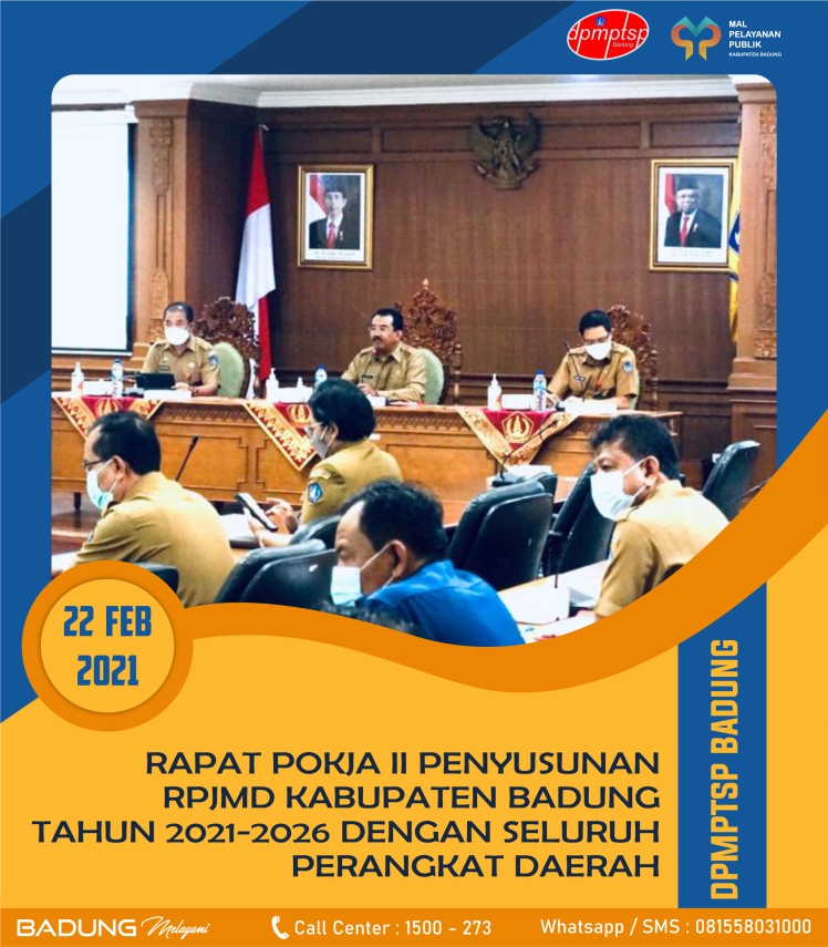 RAPAT POKJA II PENYUSUNAN RPJMD KABUPATEN. BADUNG TAHUN 2021-2026 DENGAN SELURUH PERANGKAT DAERAH