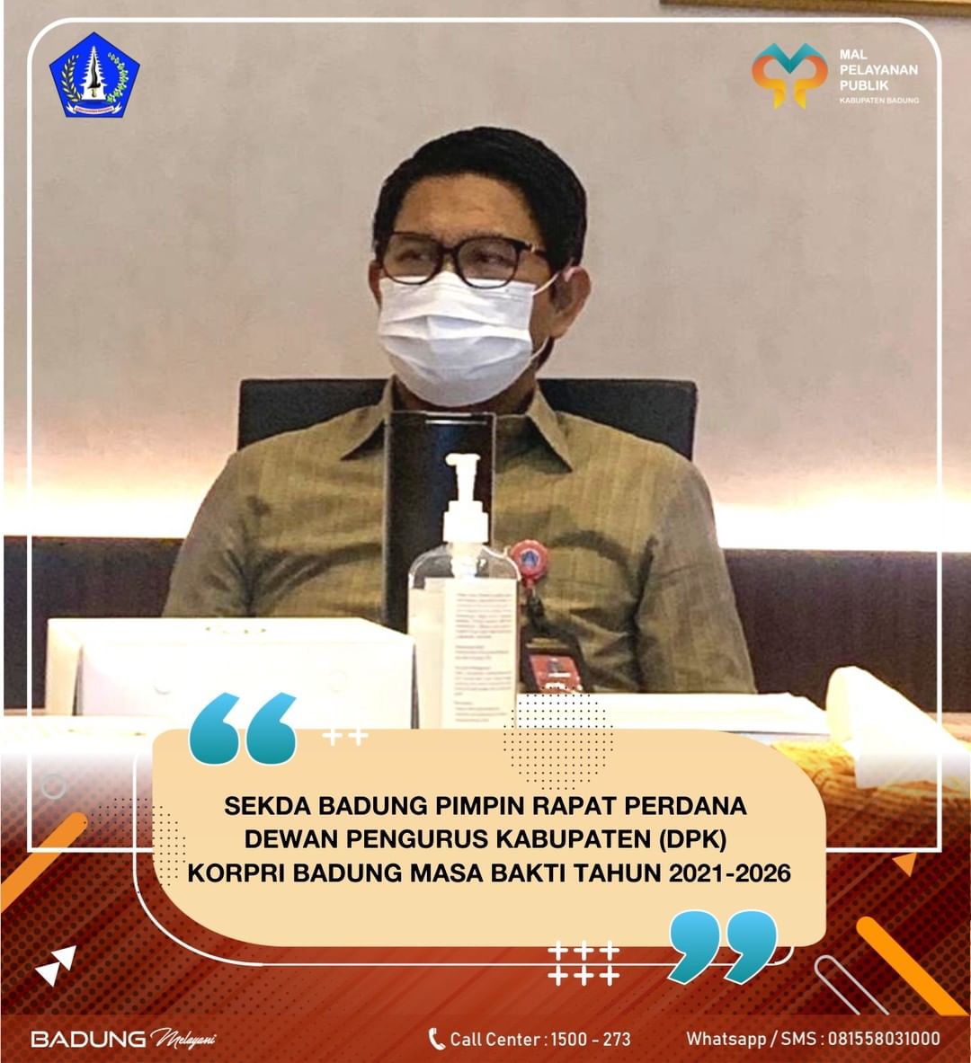 SEKDA BADUNG PIMPIN RAPAT PERDANA DEWAN PENGURUS KABUPATEN (DPK) KORPRI BADUNG MASA BAKTI TAHUN 2021-2026