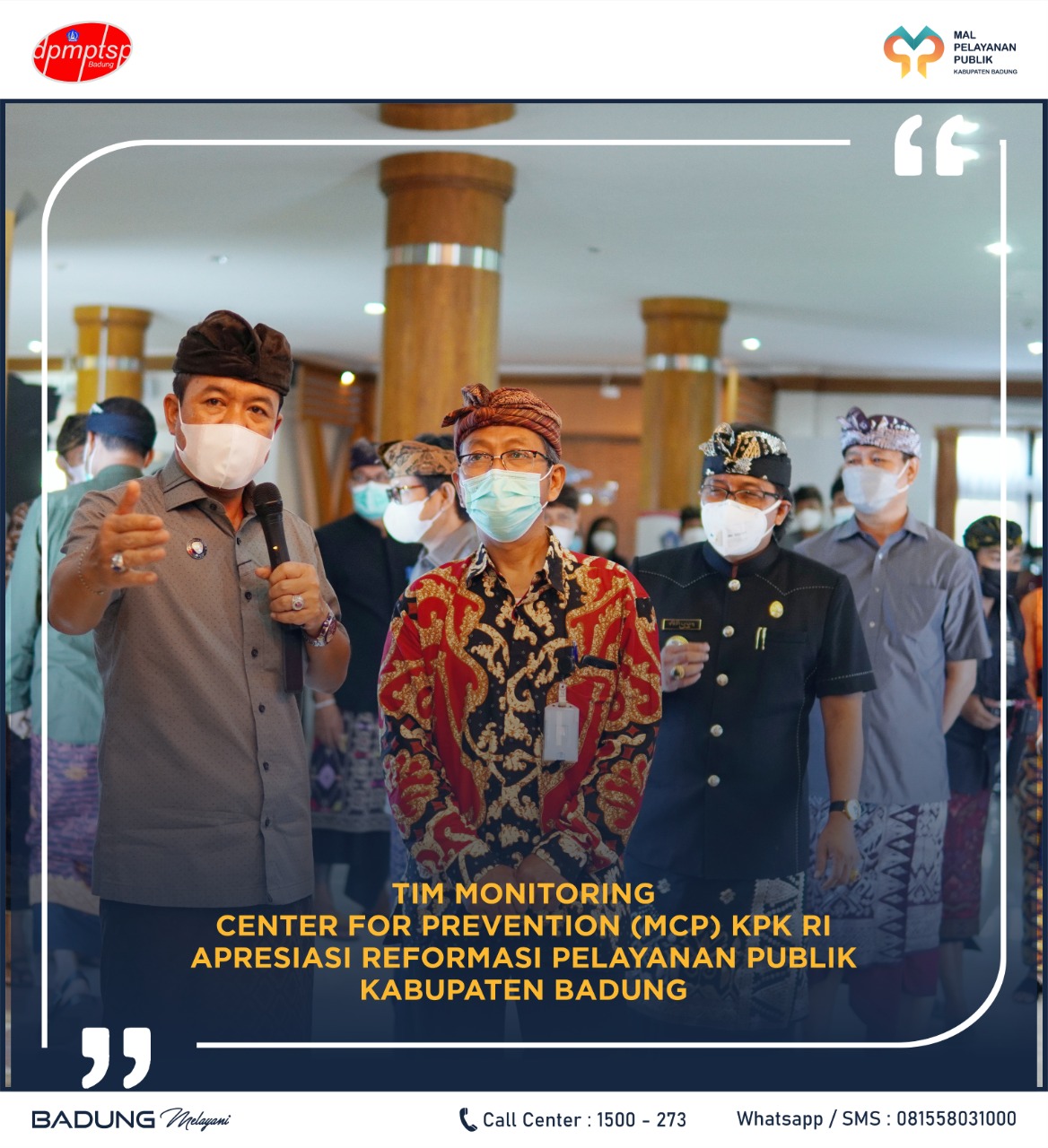 TIM MONITORING CENTER FOR PREVENTION (MCP) KPK RI APRESIASI DPMPTSP KABUPATEN BADUNG RAIH SCOR MCP 100 %